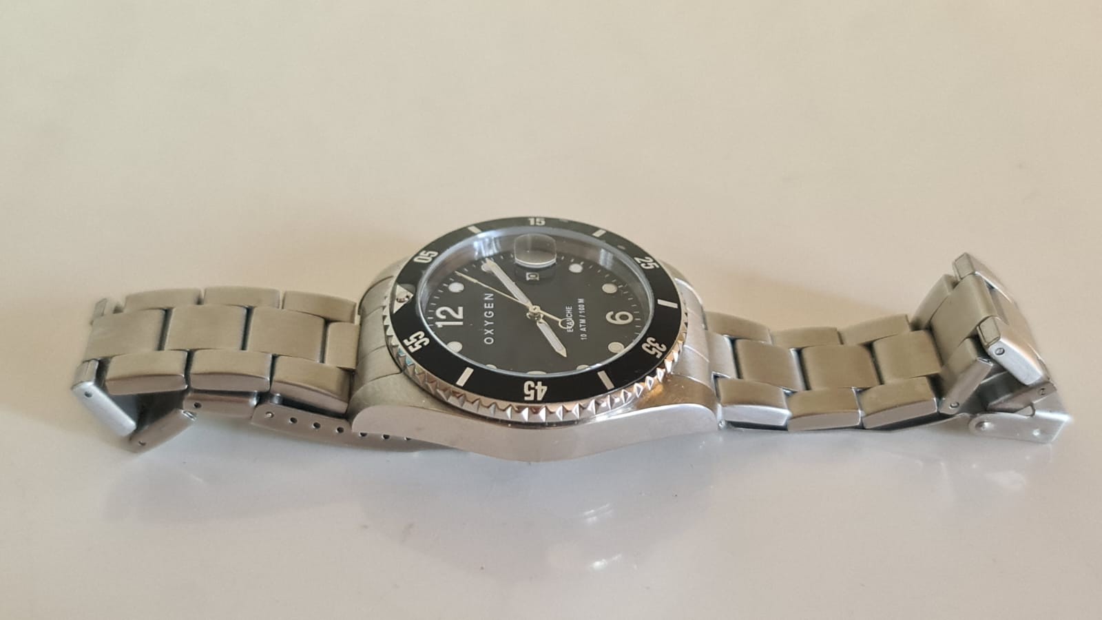 Oxygen Diver Legend Men’s Watch NEW Full Set Black Dial Steel Bracelet 10 ATM 10