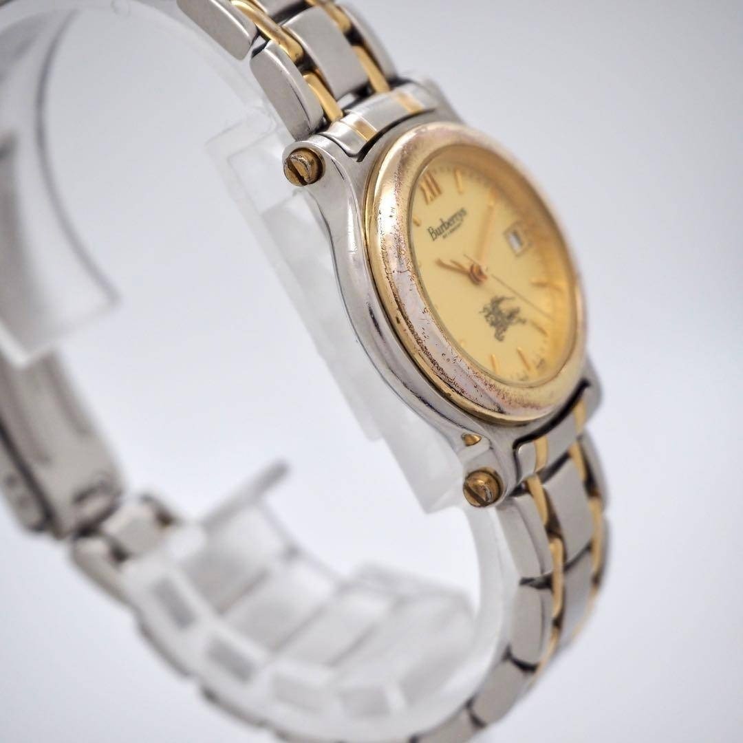 94 Working BURBERRY Watch Women’s Date Gold Silver Combo