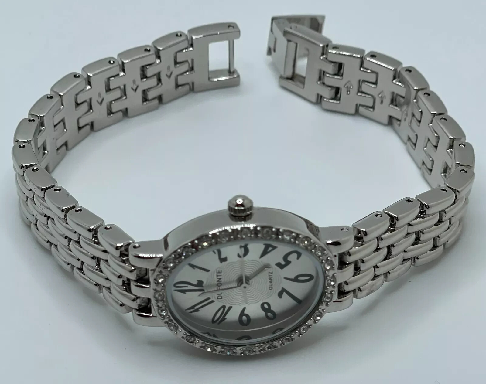 Dufonte Watch Womens 21mm Case Gem Set Bezel Quartz Three Hands Analog