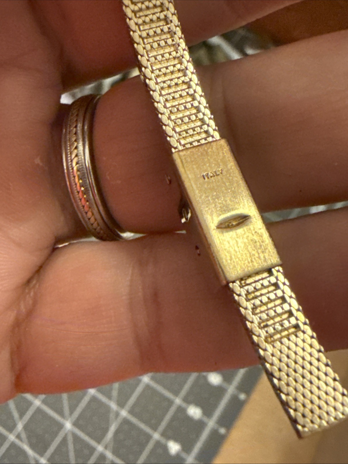 24 diamond ruby Deauville Ladies watch gold plate band new battery