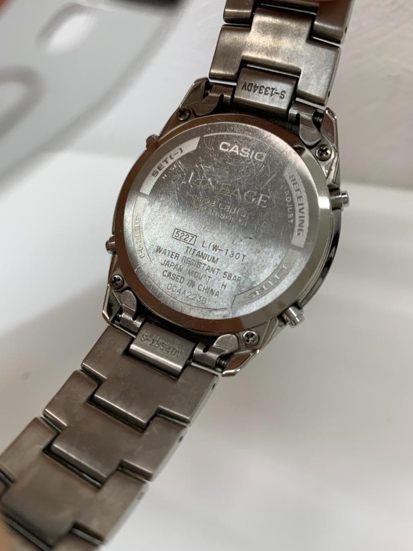[Used] CASIO LINEAGE LIW-T130T Tough Solar Wave Ceptor Titanium Watch From JAPAN