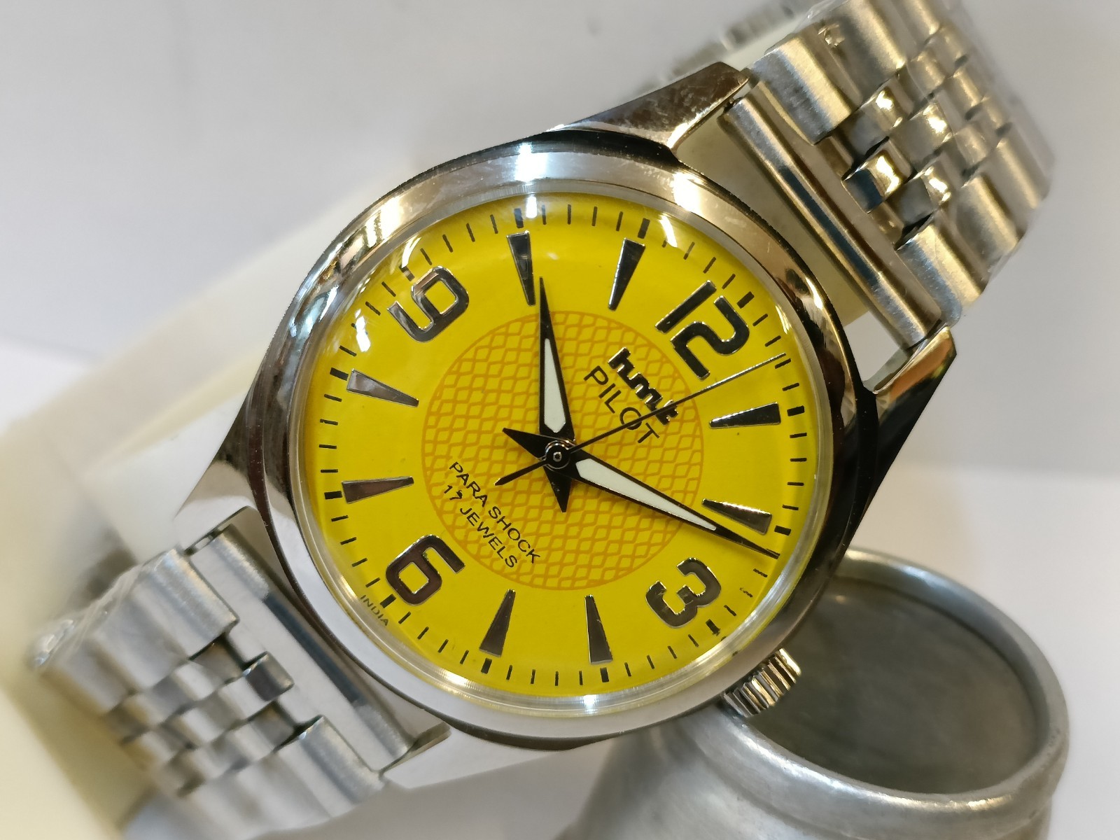 REFURBISHED HMT PILOT 17J WINDING YELLOW DIAL 0231 INDIA MEN’S WORKING CONDITION