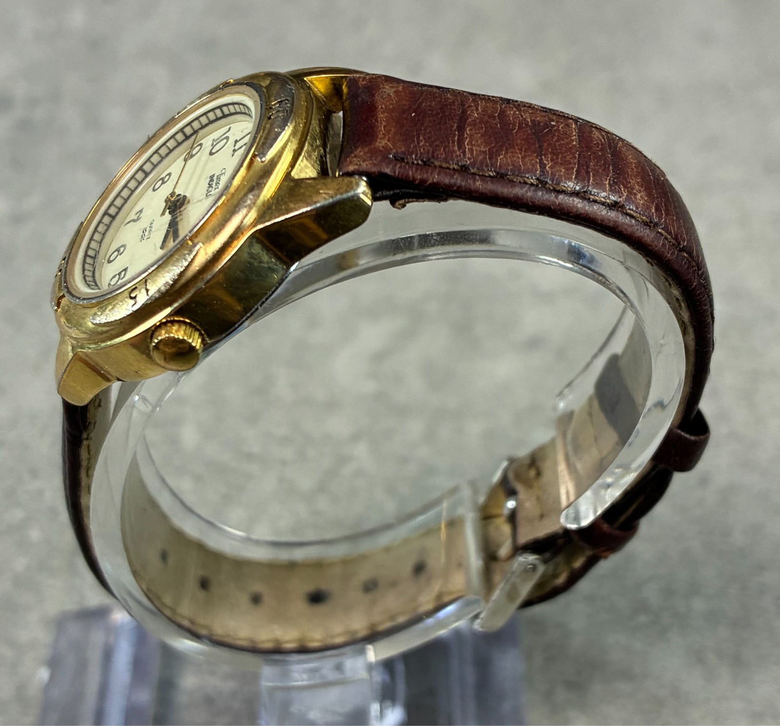 Timex Women’s Quartz Watch 27mm Gold Cream Dial Date Brown Leather 1996 Working