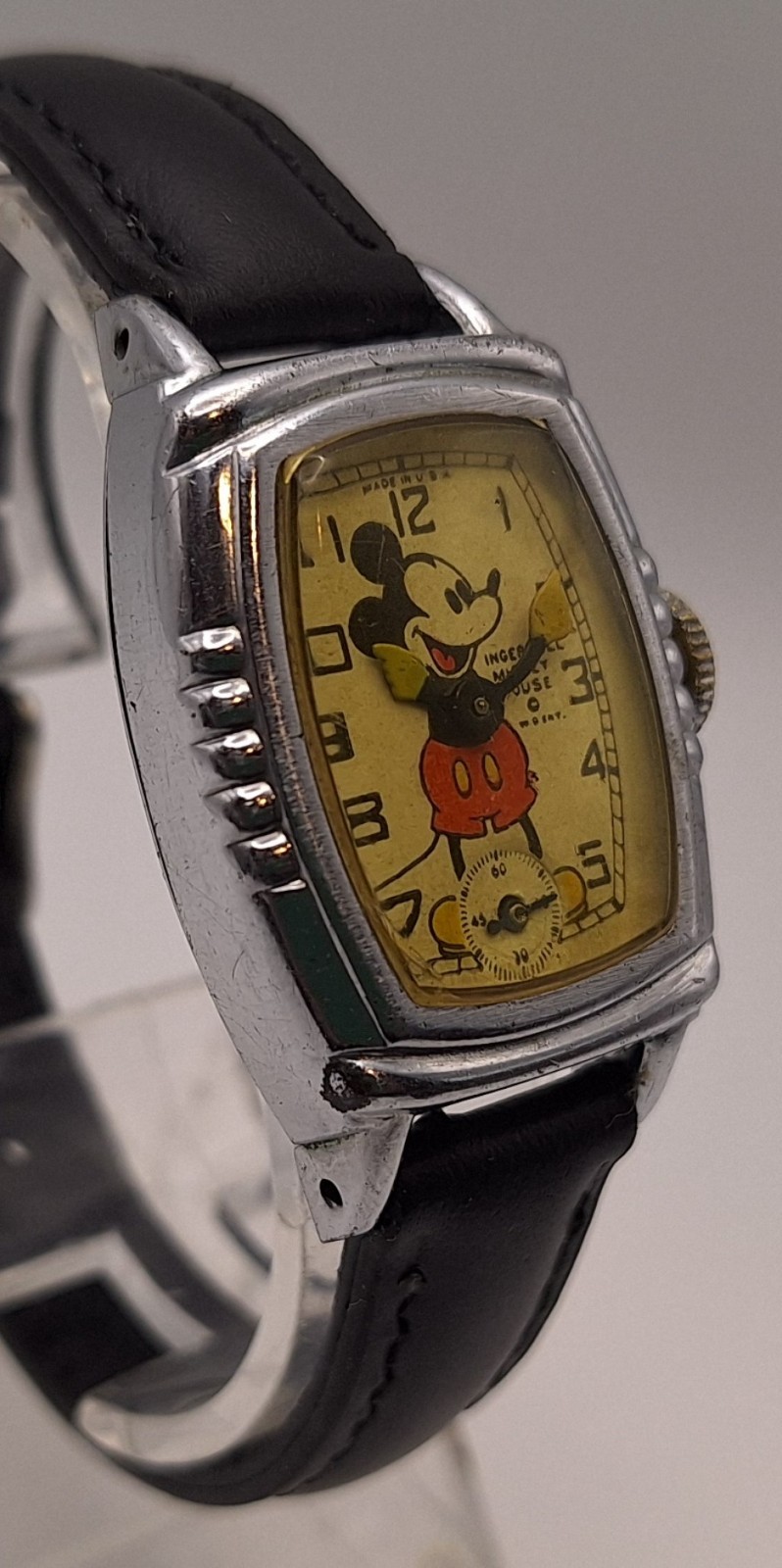 1930’s Ingersoll Mickey Mouse Chrome Watch Serviced and Wearable NICE Cond. 1939