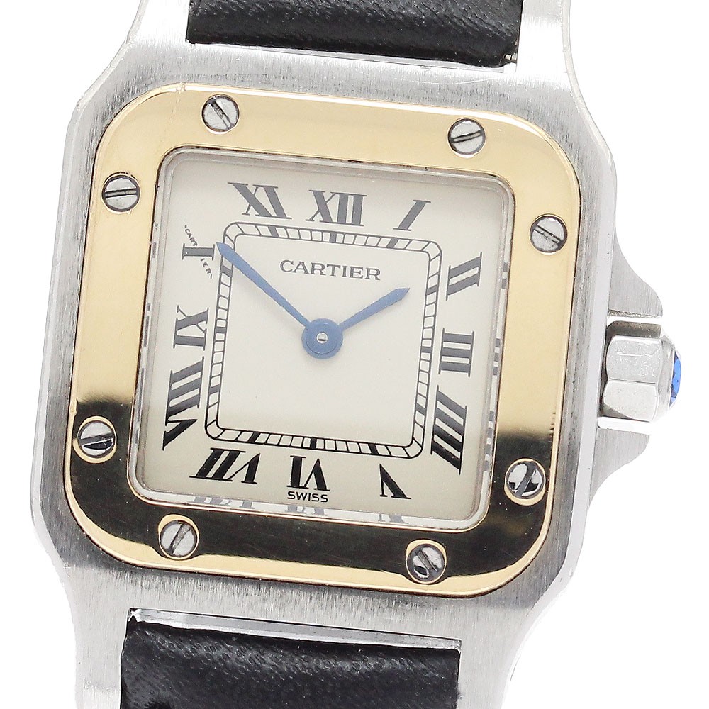 CARTIER Santos GalbeeSM W20012C4 YG bezel beige Dial Quartz Ladies Watch_887131