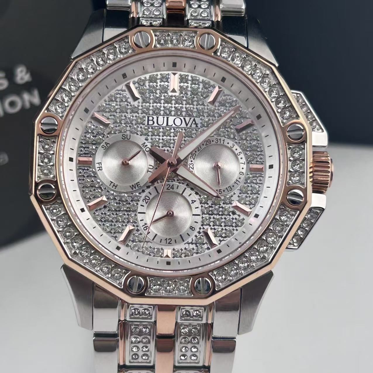 Bulova Octava 98C133 White Dial Rose Gold Stainless Steel Men’s Quartz Watch
