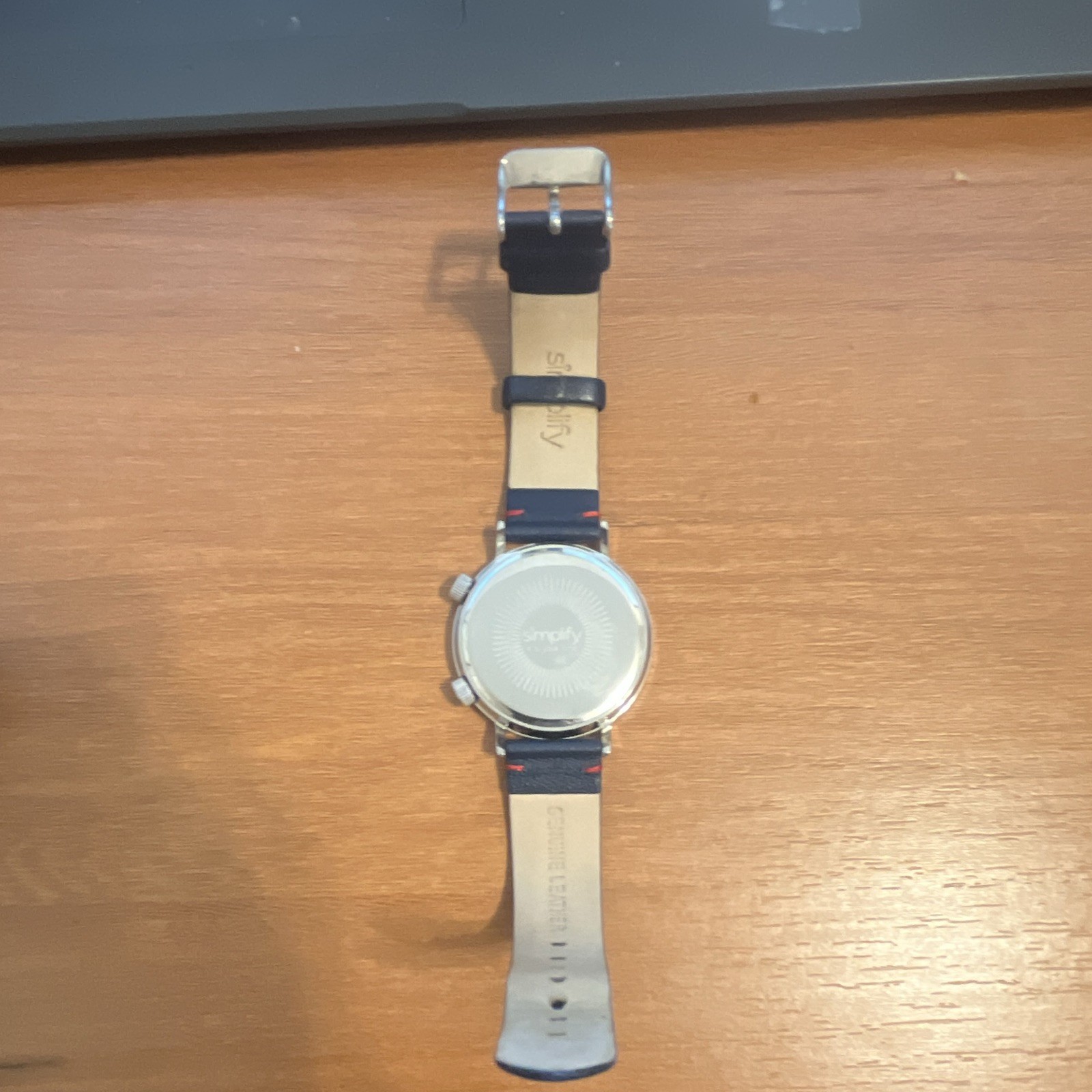 Simplify Quartz Analog Dress Watch White Dial Blue Leather Strap 30m 3 ATM