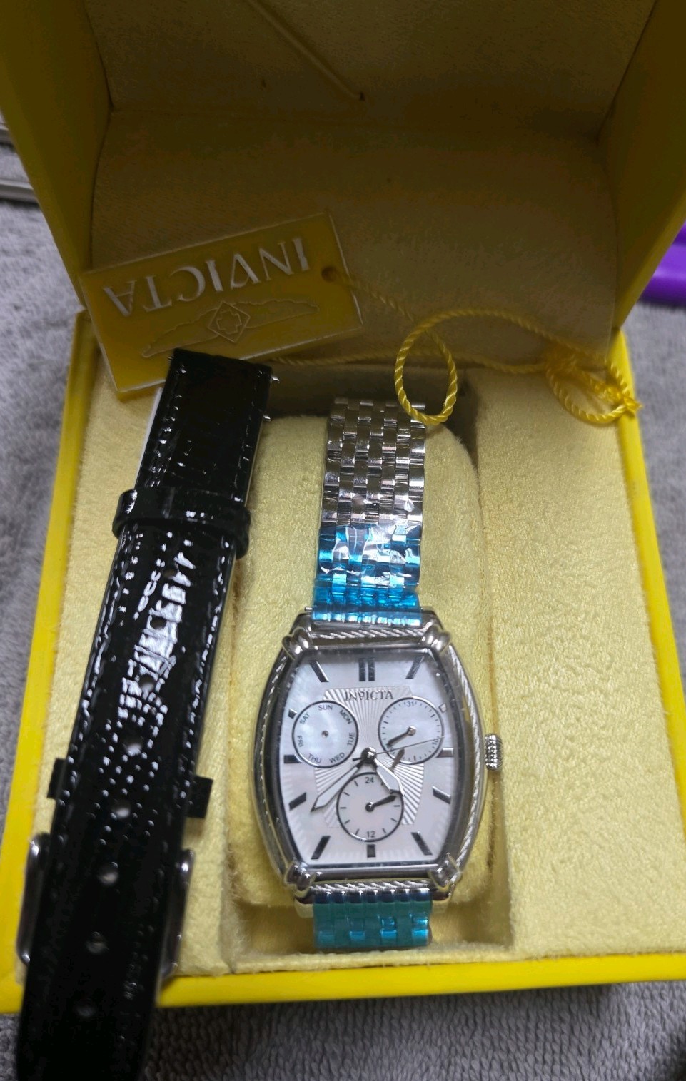 Invicta Women’s Tonneau 37mm Quartz Day/Date 24HR Silver Dial SS Bracelet Box