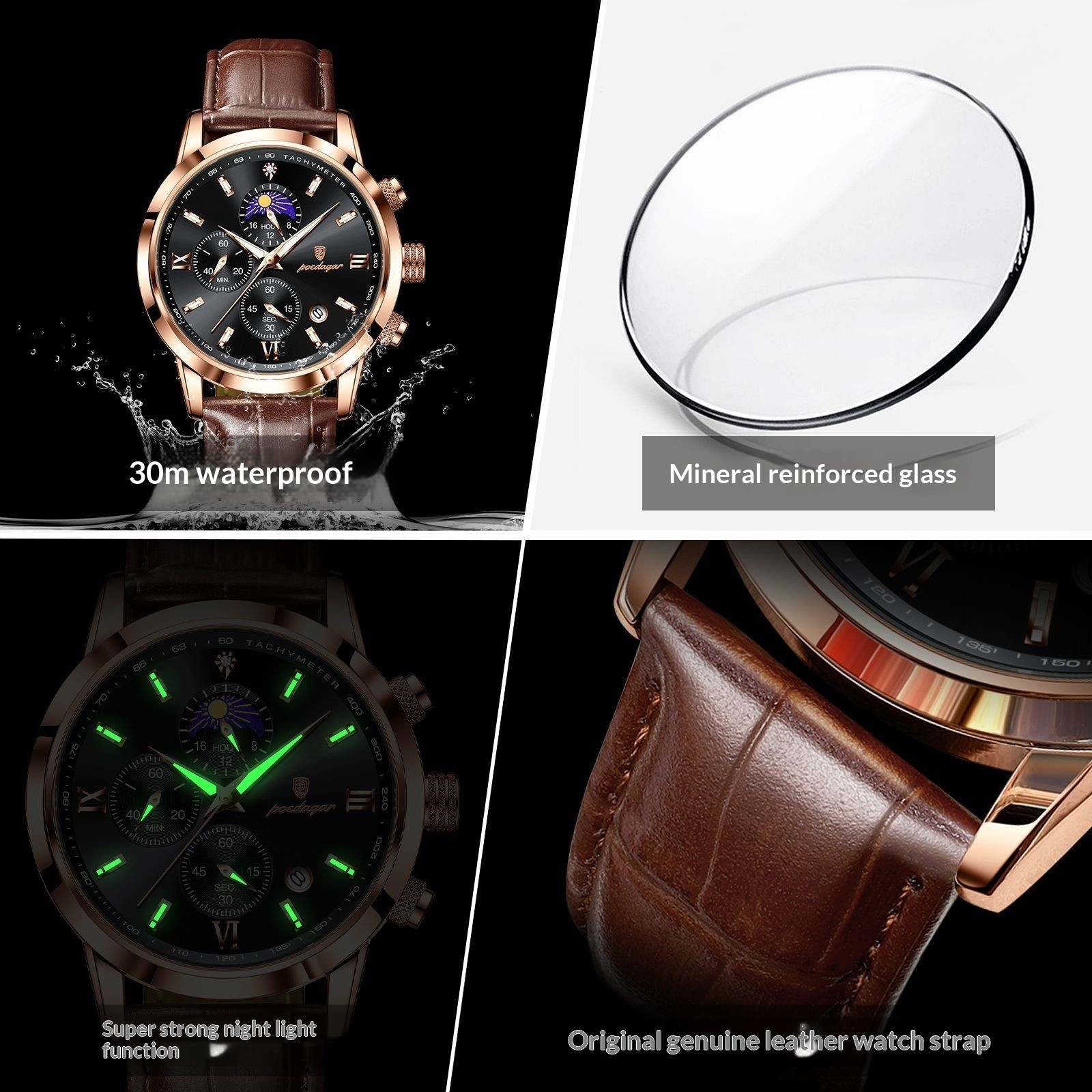 Men’s Watch With Moon Phase And Multi-function Chronograph