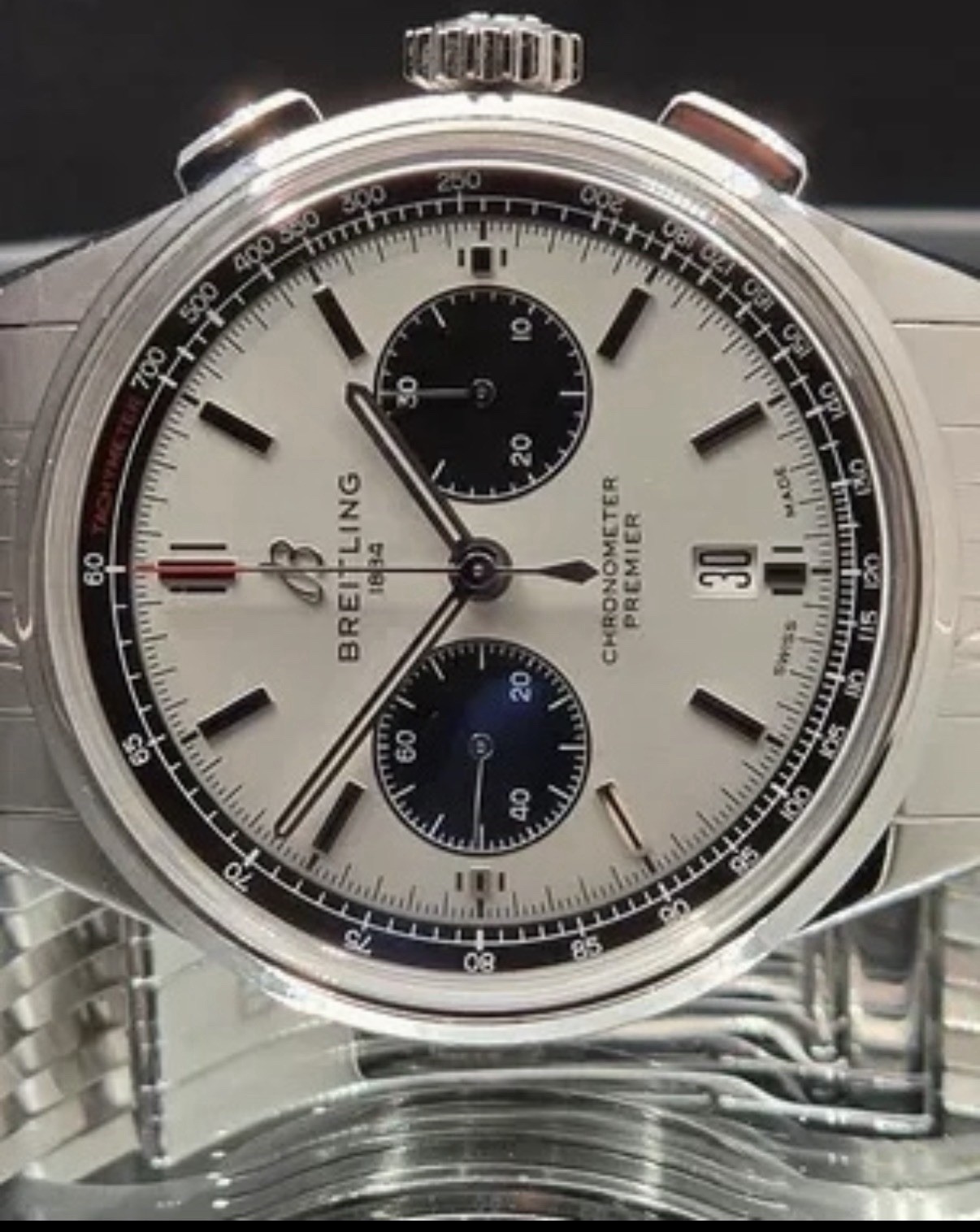 Breitling Premier Chronograph 42MM Silver Dial Steel Bracelet AB0118221G1A1