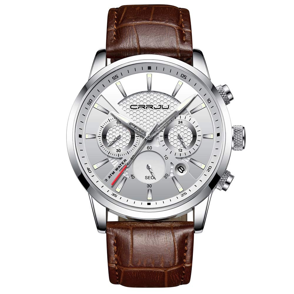 Reloj Cronografo Con Correa De Cuero Negro Para Negocios Y Uso Casual Pro