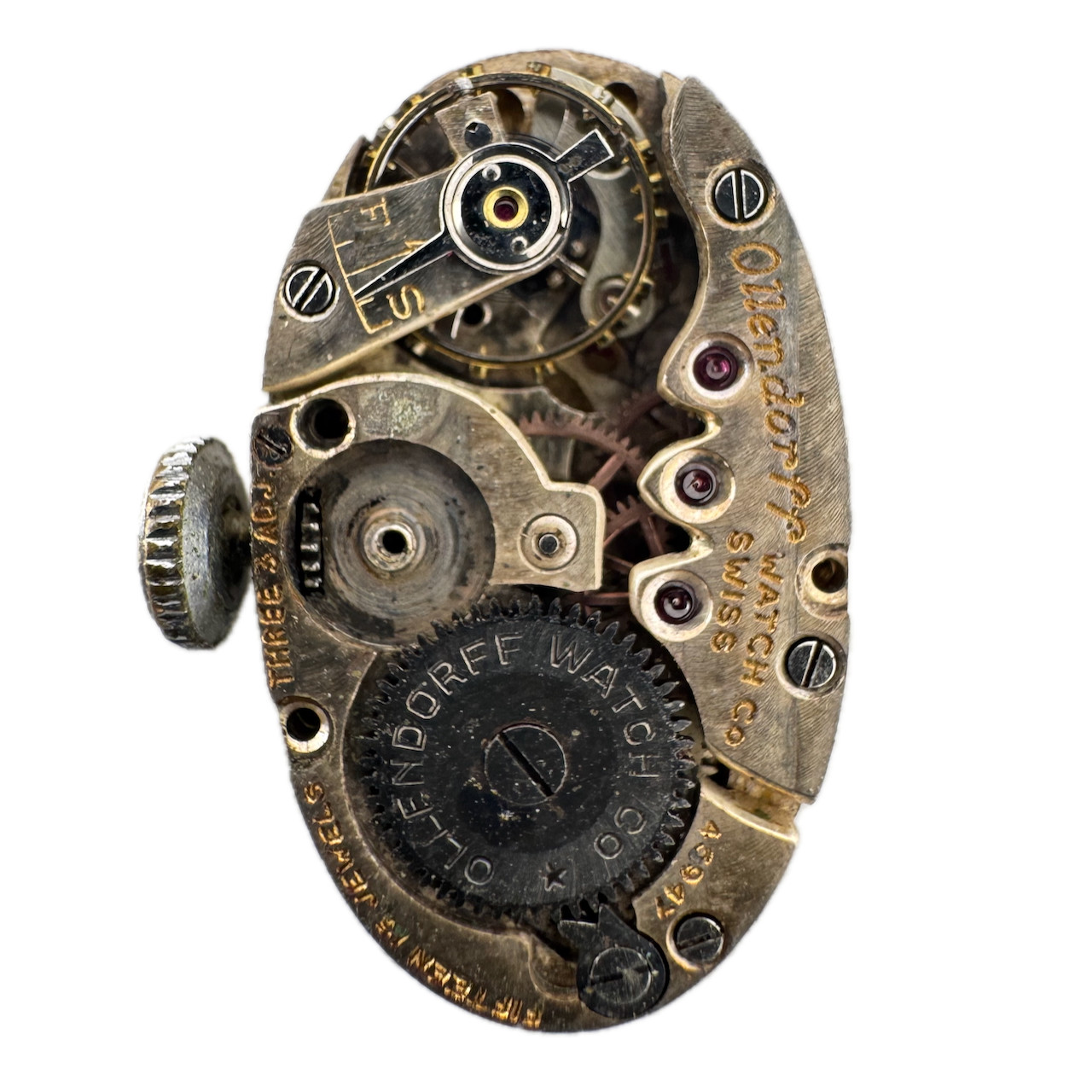 Vintage 14mm Olendorff Gemstone 15 Jewel Men’s Mechanical Wristwatch Swiss
