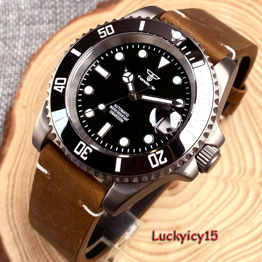 Tandorio 40mm T2 Level Titanium Watch For Men 20Bar Water Resistance 120 Clicks