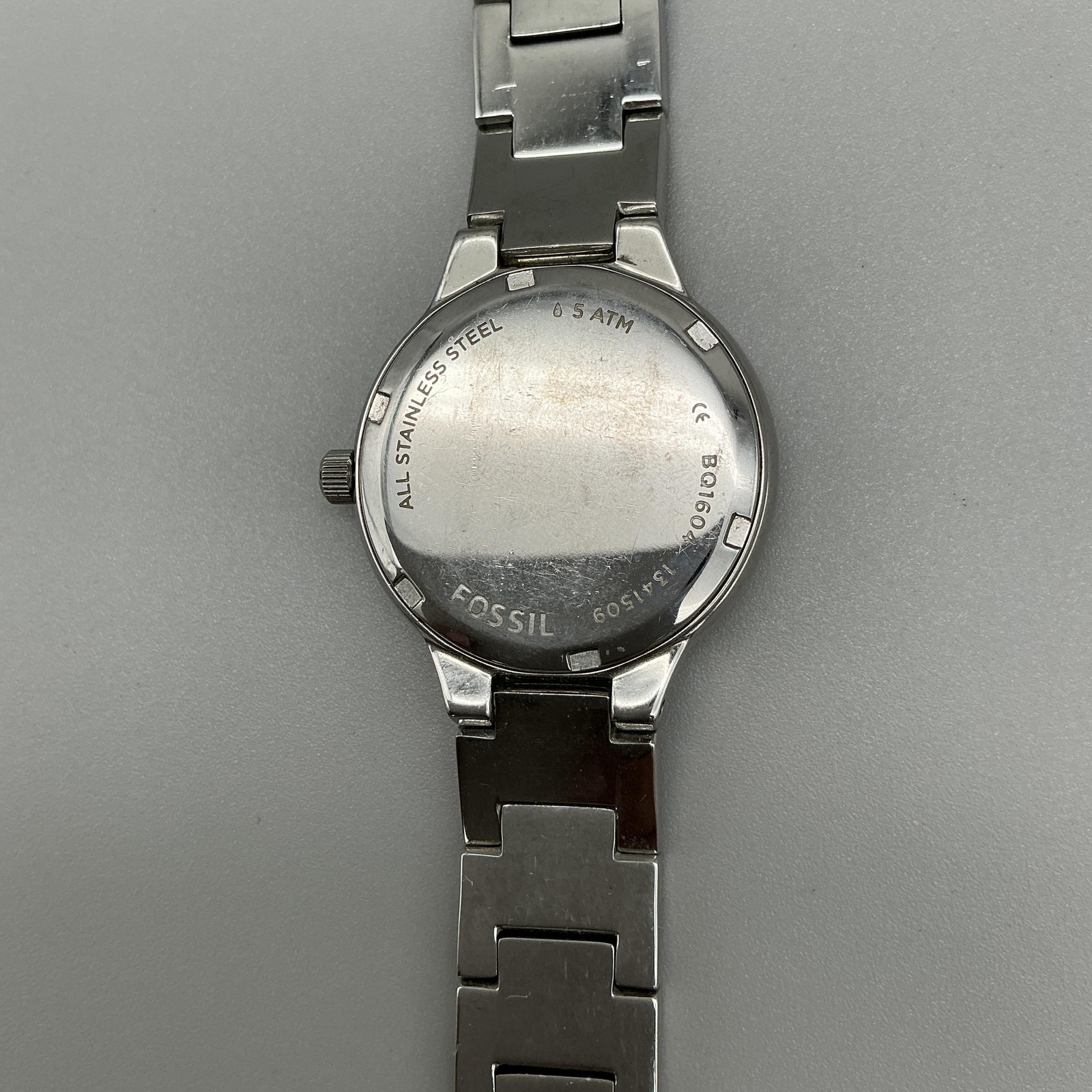 Fossil Spectacle Womens Watch 29mm Silver Tone Crystal Stainless New Battery 7″