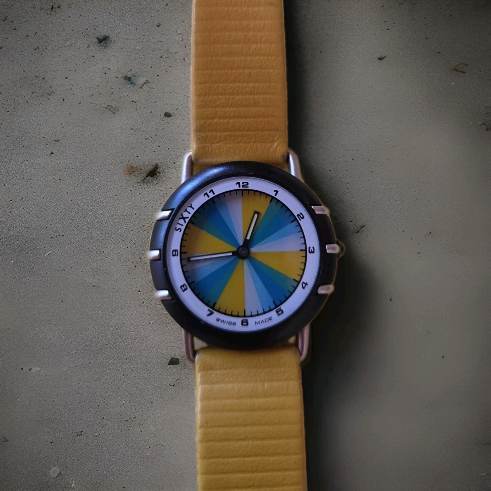 Vintage Sixty Le Jour Mens Watch Rainbow Dial Sea-Line 1988 New Battery 7″ WRIST