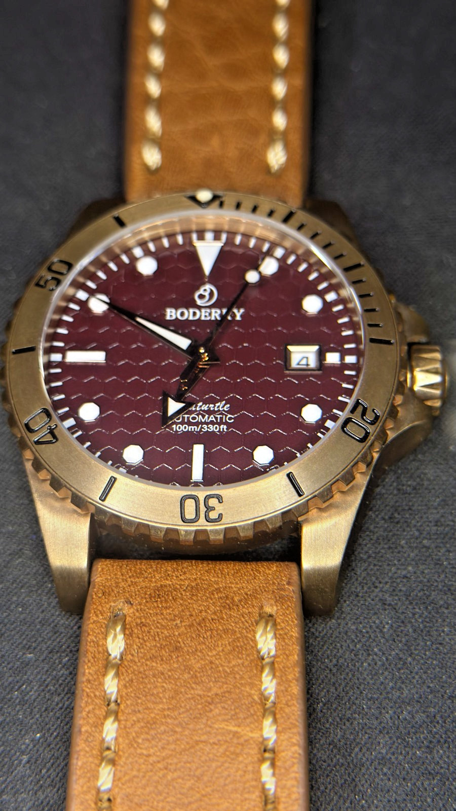 Boderry Sea Turtle BDA007B Bronze Automatic Diver 100m Brown Dial Watch