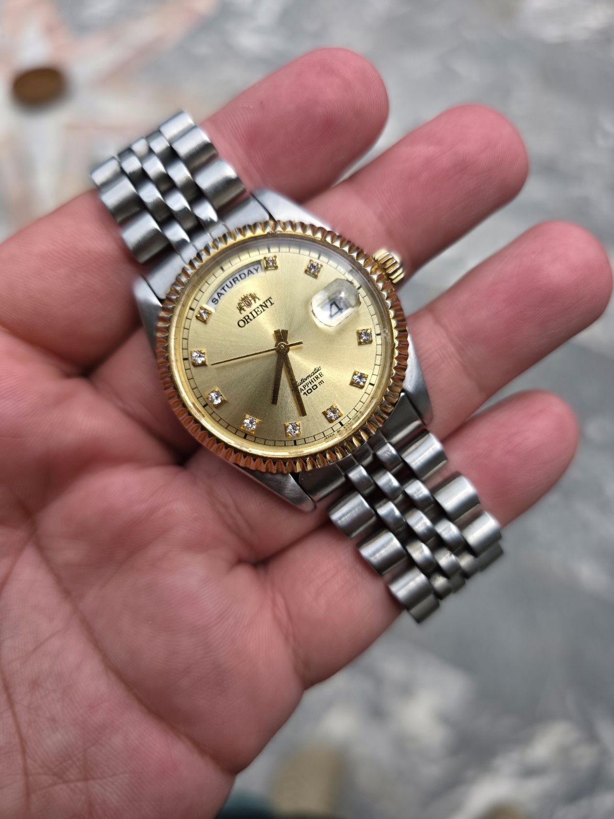 Rare Orient President Day Date Automatic, Gold Dial Two Tone Vintage, limited
