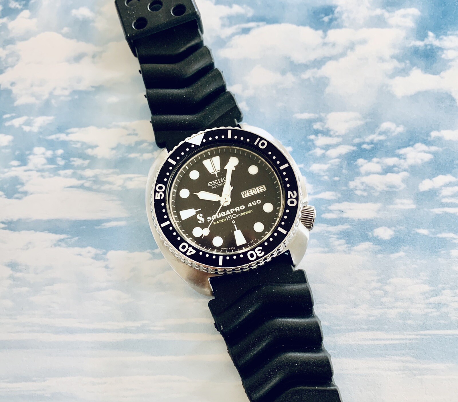 SEIKO 1984 VINT 6309-7049″TURTLE” SCUBAPRO 450 DIVERS WATCH,AUTO JAPAN MOVM’T A