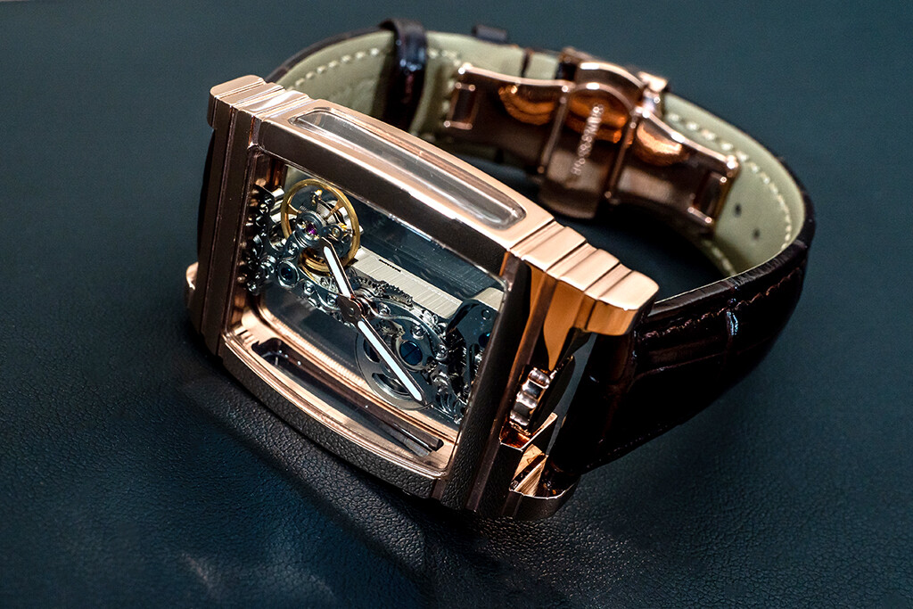 Mens Bridge Manual Mechanical Watch – Rose Gold Brown Leather Diasteria 1688