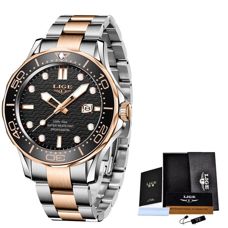 2025 LIGE New Business Mens Watches Top Brand Luxury Dive Watch For Men Waterpro