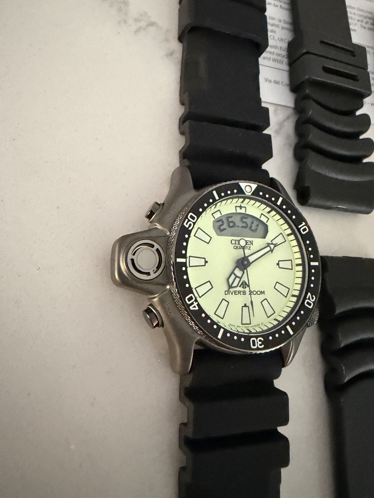 Citizen Promaster Aqualand Full Lume Dial JP2007-17W LK/NW B/P Straps Scuba Case