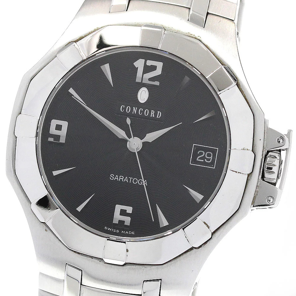 Concord Saratoga 14.C2.1894 Black Dial Quartz Swiss Men’s Watch 37mm Date JAPAN