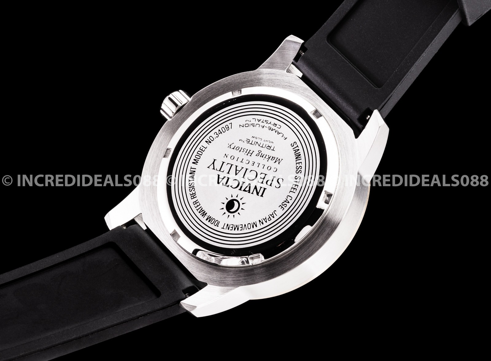 Invicta Men SPECIALTY 18K GOLD SILVER BLACK Dial Strap Stylish Fashion Watch