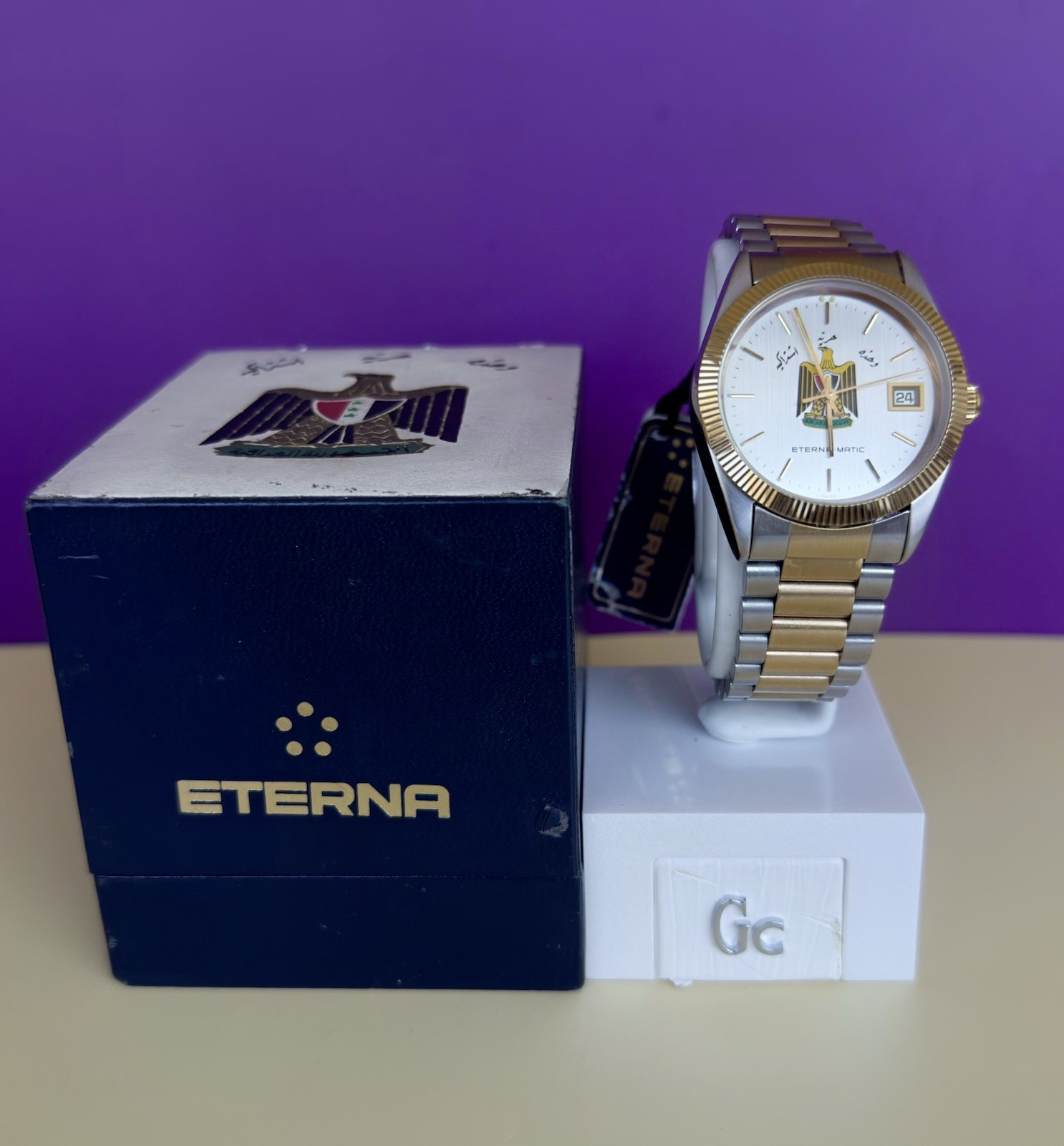 Automatic ETERNA President Saddam Hussein Iraq Watch Men Black Dial New Box R1