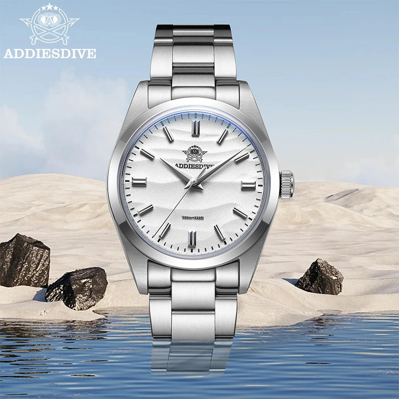 Men’s 36mm Quartz Watch Sand Dial 100m Waterproof Stainless Steel AR Glass