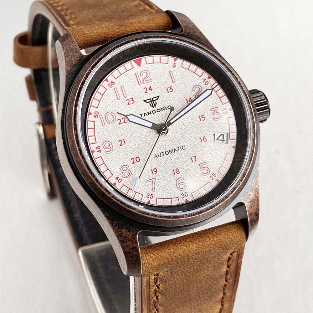 PVD Steel Case TANDORIO 36mm Military Field Watch Men Japan NH35 Automatic Watch