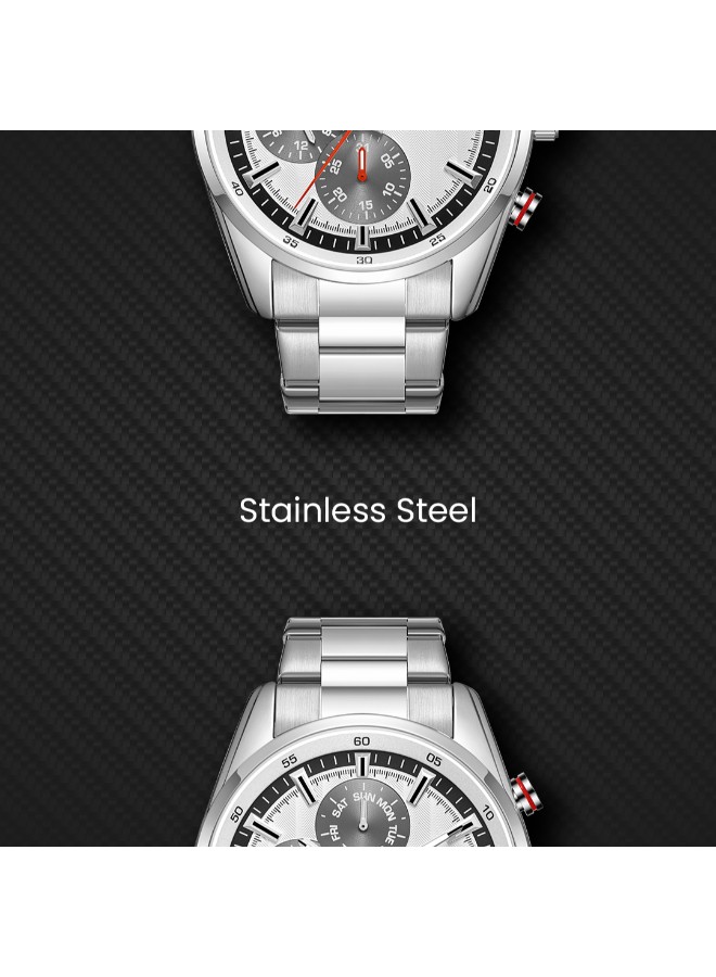 Kenneth Scott Men’s Multi Function Watch | White Dial, 47mm, 30 m (3 ATM)