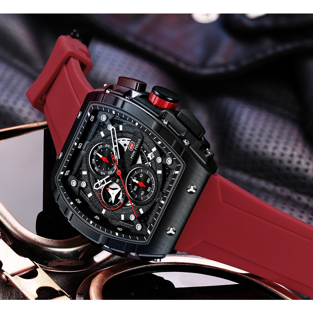 MINI FOCUS Men Watch Silicone Rectangle Date Wristwatch Military Boy Sport Watch