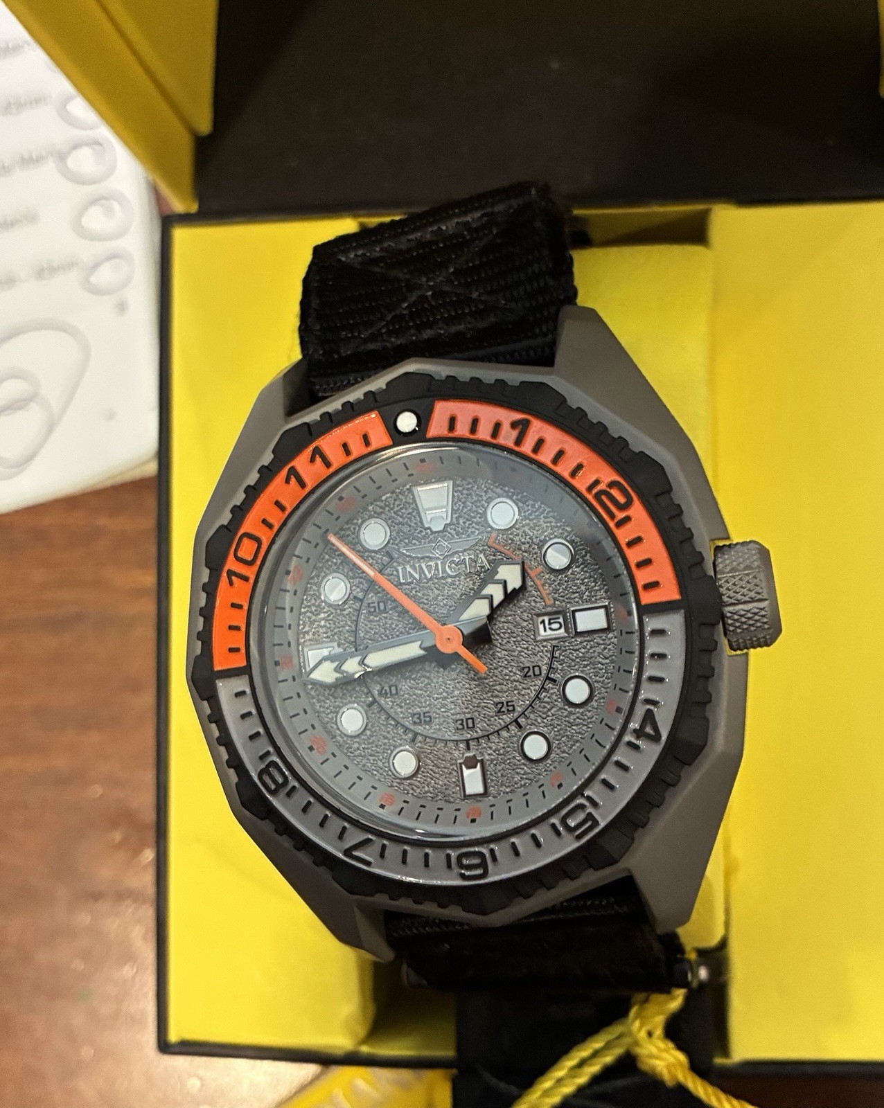 Invicta Akula Vectara Men’s Quartz Sport Watch Date 300m 55mm Gray/Orange Box