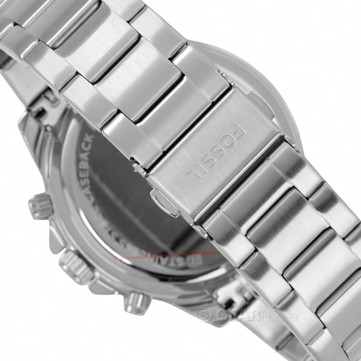 FOSSIL Bannon Mens Multifunction Watch, Black Blue Dial, Stainless Steel Band