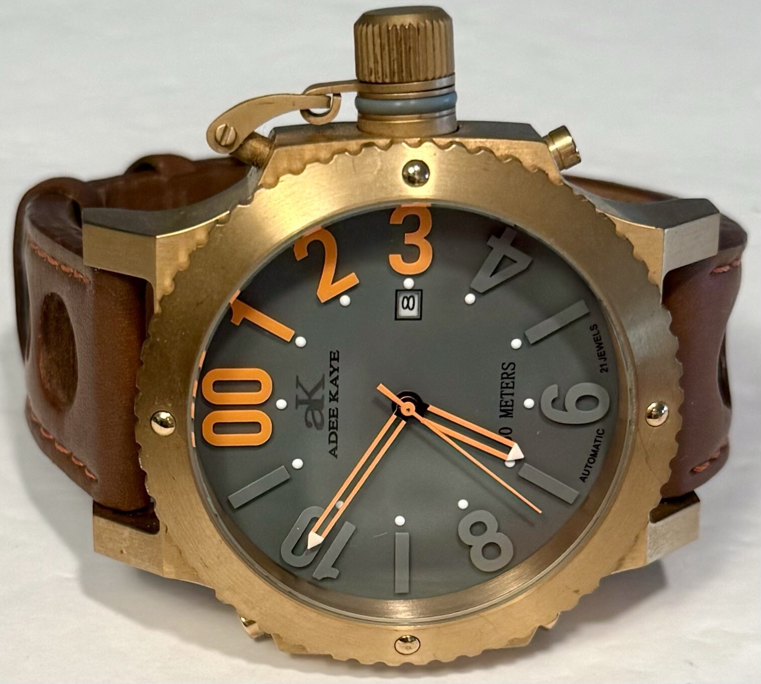 53mm Auto BIG FACE | Rosetone Case | Gray Dial | Orange Accents ADEE KAYE Watch