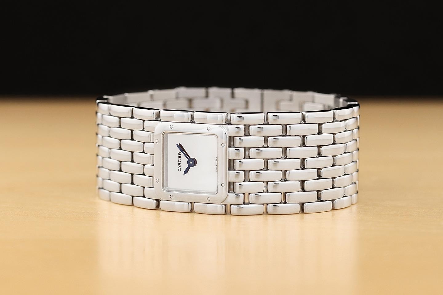 CARTIER LADIES PANTHERE RUBAN W61004T9 SILVER STEEL 21MM MINIMALIST WATCH
