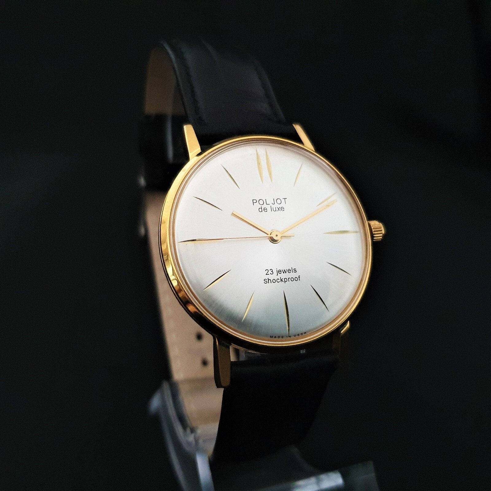 Vintage Watch USSR Poljot De LUXE Ultra SLIM 23 Jewels Soviet Wristwatch 2209