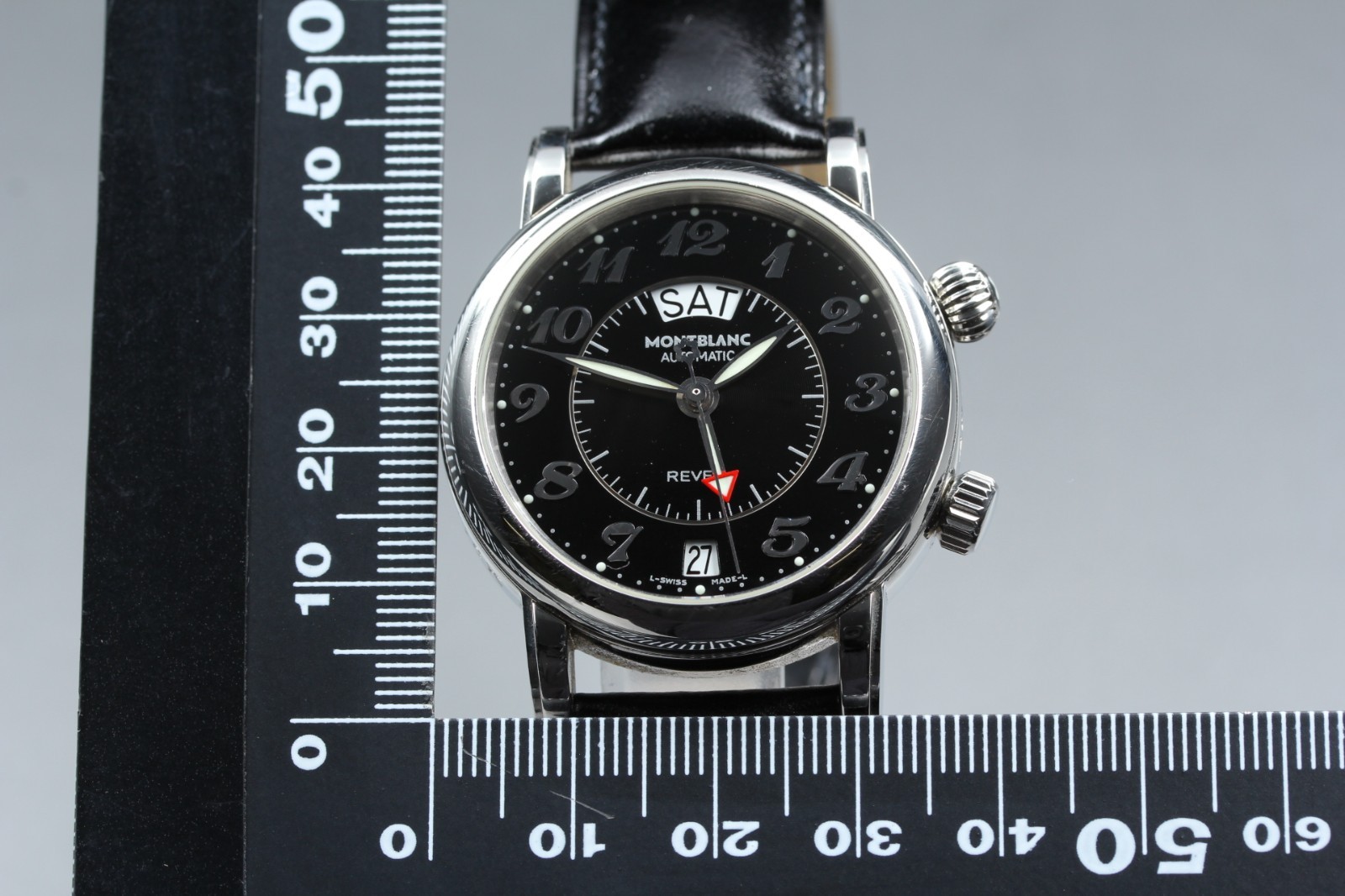 MONTBLANC Star Reveil 7026 Black Auto Day Date Men’s Watch [ Band Little Wear ]