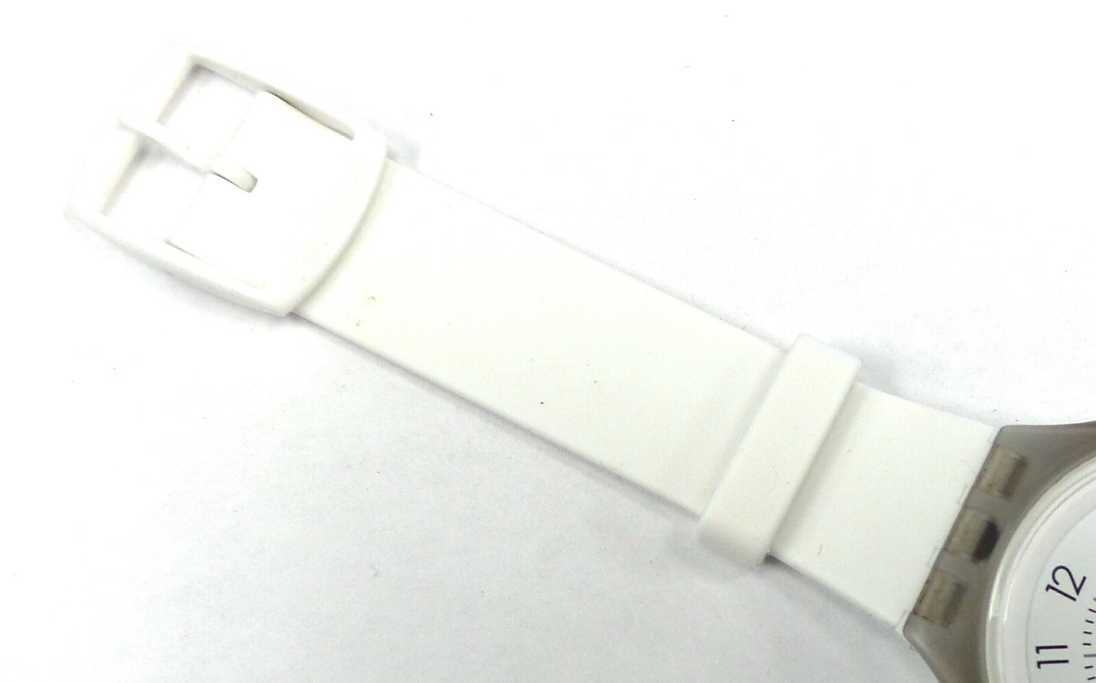 Swatch SVUM101 Skinclass White Dial Gray Plastic Case Silicone Rubber Band Watch