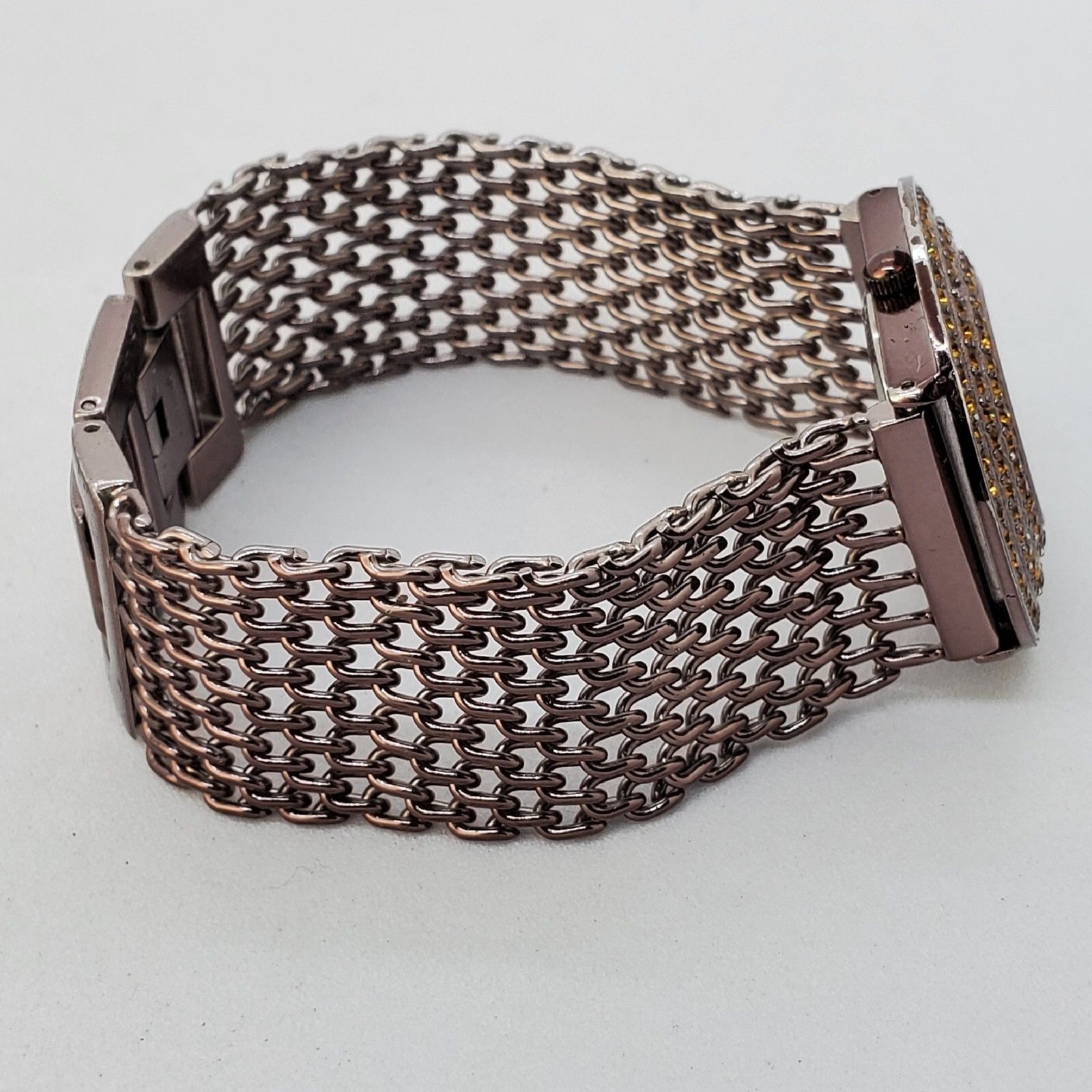 Kessaris Dark Brown Dial Mesh Bands 34MM Round Case 7″ Wrist New Battery
