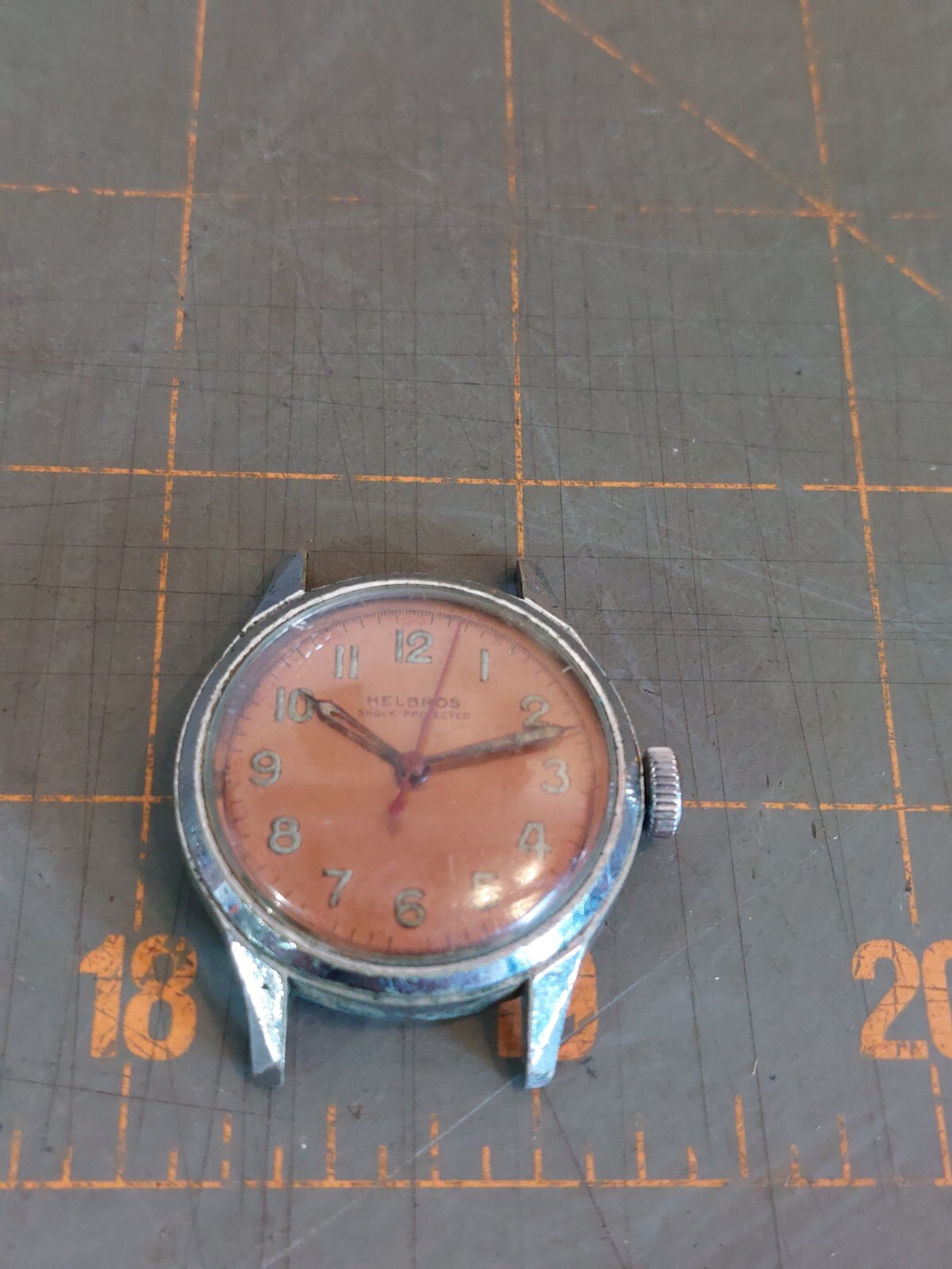 Vintage Helbros Military Watch Shock Protected Waterproof Warranted Semi Works