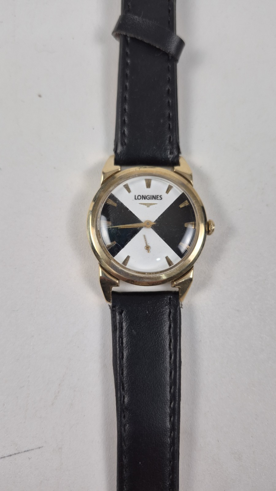 Rare Vintage Longines Tuxedo Dial Watch 1940s Swiss Manual Gold Tone