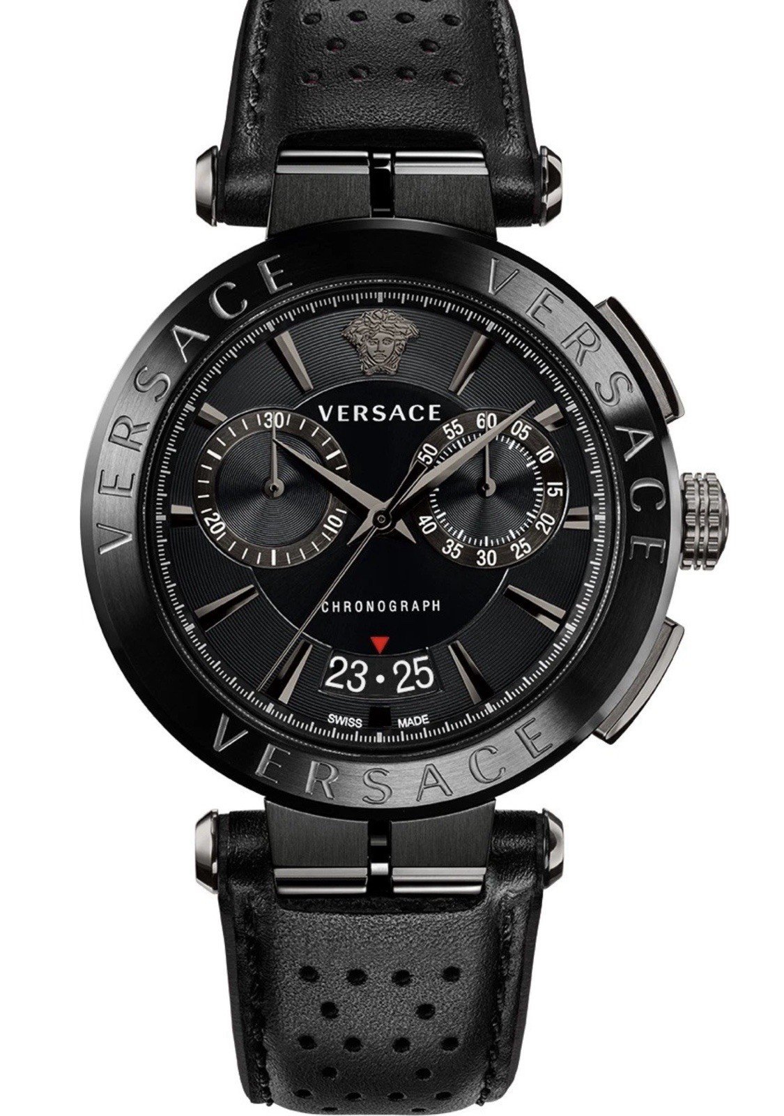 NIB VERSACE Aion V Racer Chrono VE1D Men’s Triple Black Swiss Watch $1,200