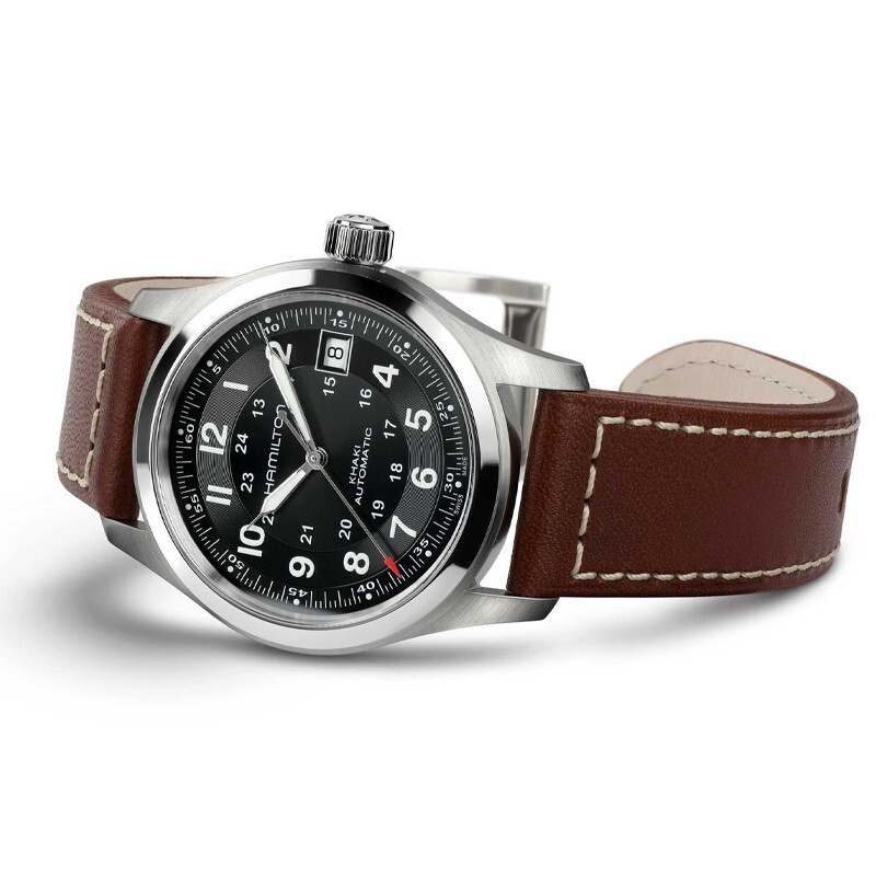 New Hamilton Khaki Field Black Dial Brown Leather Strap Men’s Watch H70455533