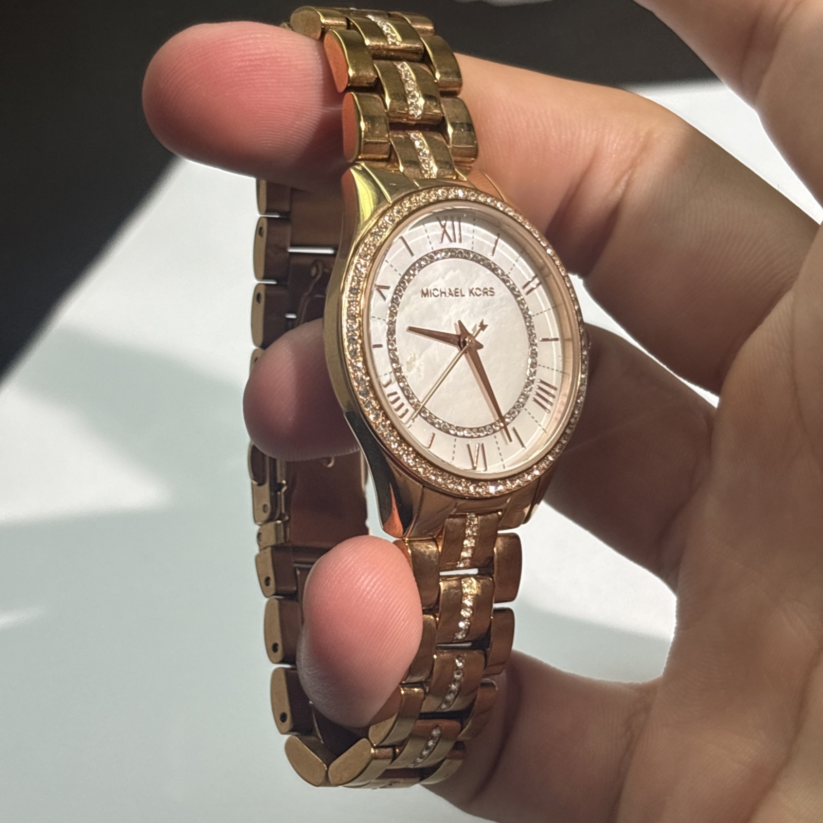 Michael KORS Watch Gold Plated MOP DIAL Fits Wrist Size 6.5”