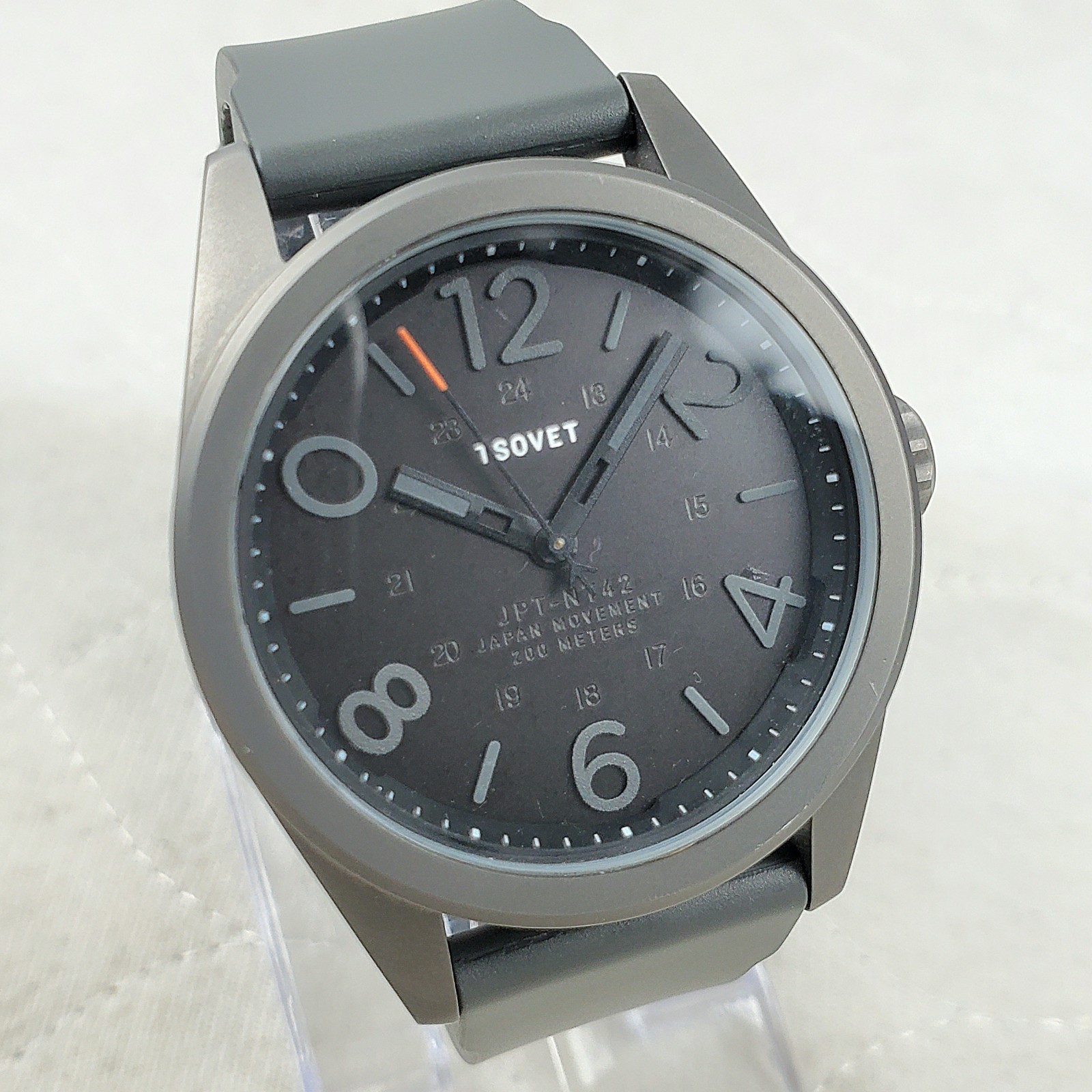 TSOVET JPT-NT42 JAPAN MOV’T QUARTZ WR 200M GRAY/BLACK 24-HOUR MEN’S WATCH
