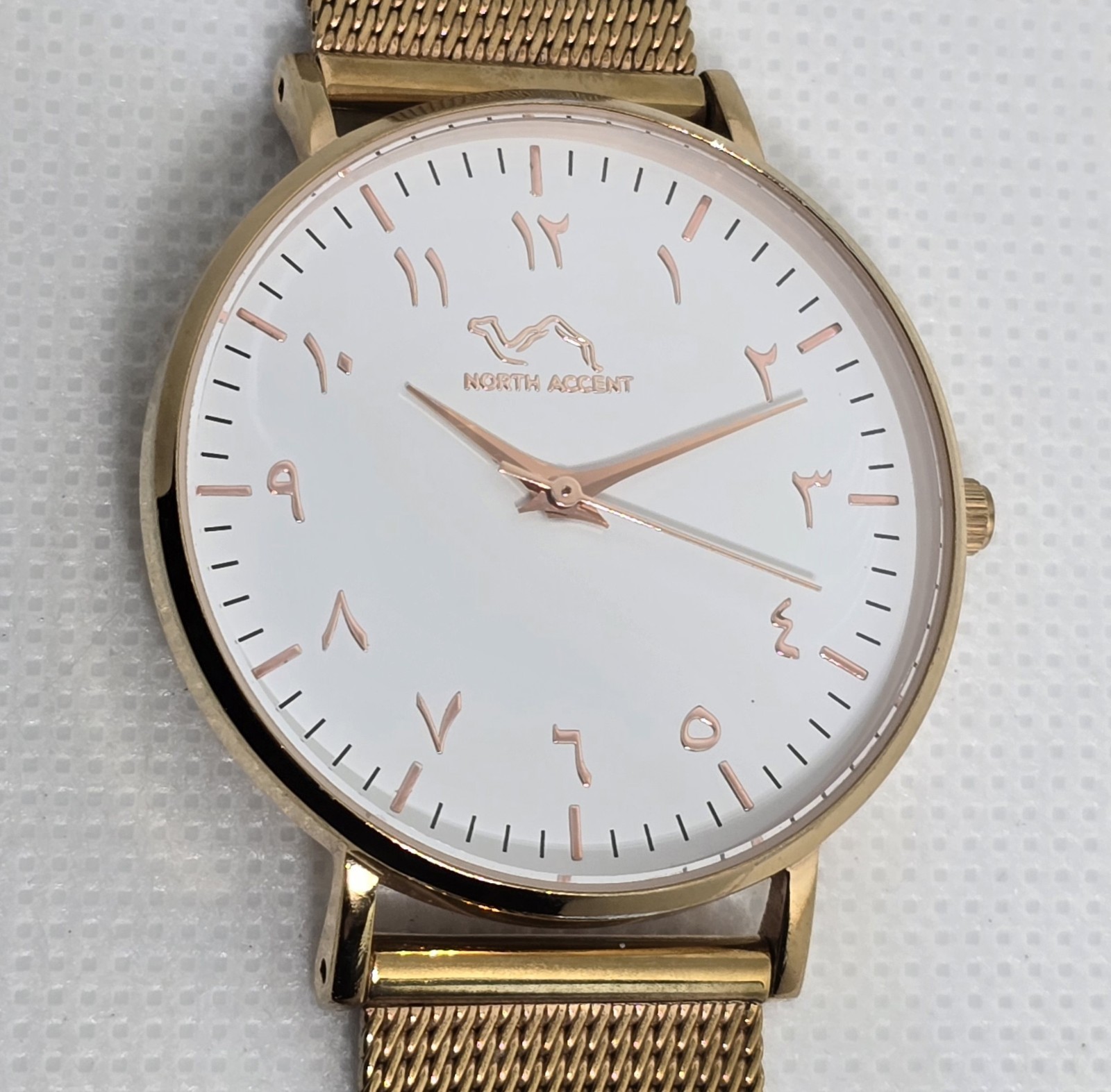 Unisex North Accent Classic Arabic Numerals Rose Gold Mesh Band Watch 13