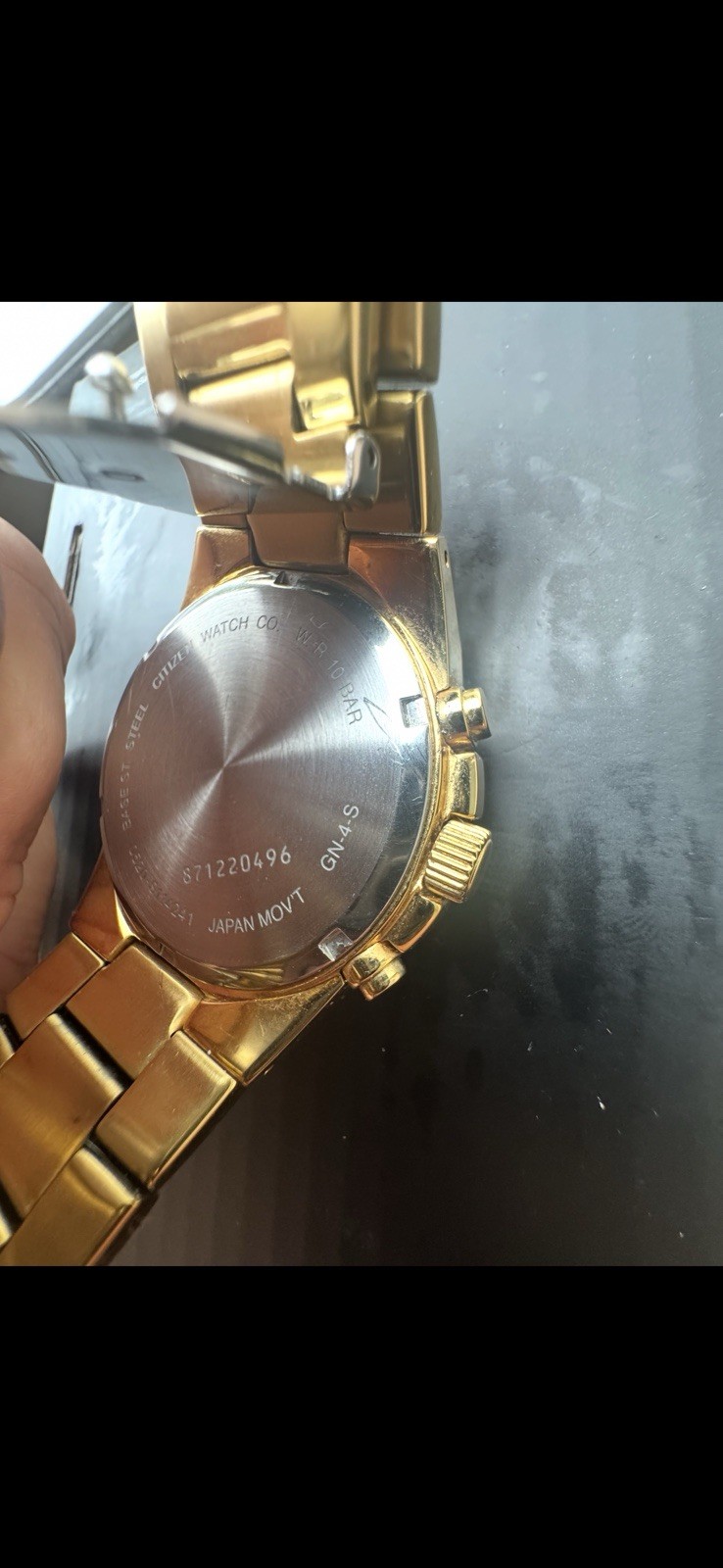 Citizen Quartz Chronograph WR100 Gold-Tone Watch Working Beautiful Condition!
