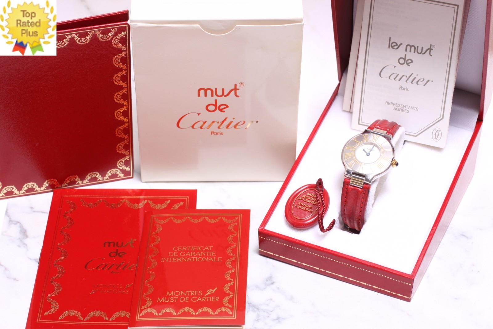 Vintage *EXC+5 w/ Box* Cartier Must de 21 28mm Women’s Quartz Watch From JAPAN