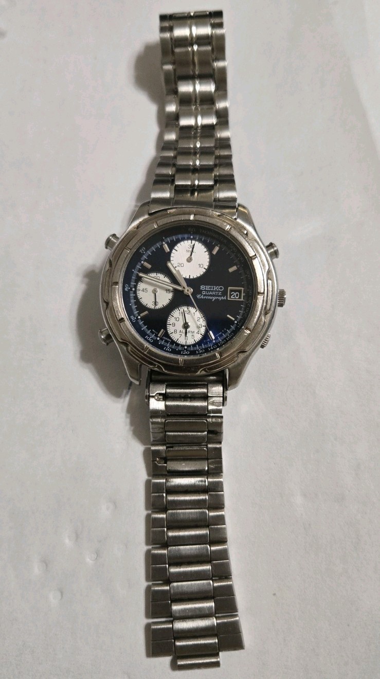 Vintage Men’s Seiko Chronograph Alarm 7T32-6E69 Quartz Date Watch